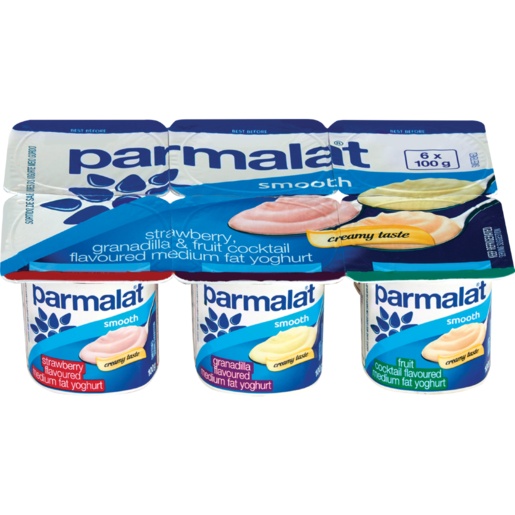Parmalat Yoghurt Smooth Strawberry, Granadilla & Fruit Cock 100g