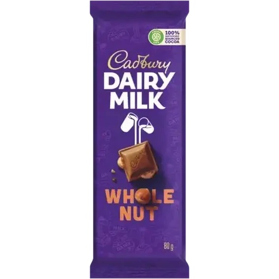 Cadbury Chocolate Slab Whole Nut 80G