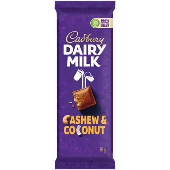 Cadbury Chocolate Slab Cashew & Coconut 80G