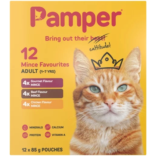 Pamper Cat Food Wet 85/75G Fine Cut Gravy 12