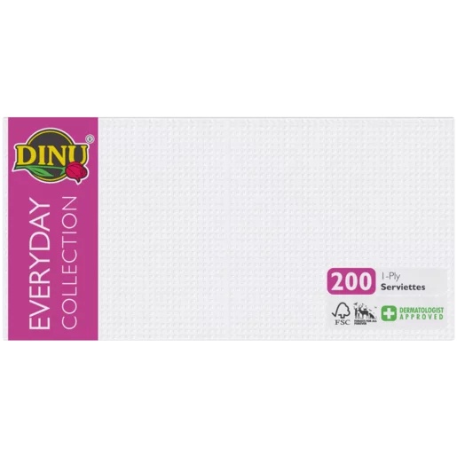Dinu Paper Serviettes 1 Ply Econ White 100'S