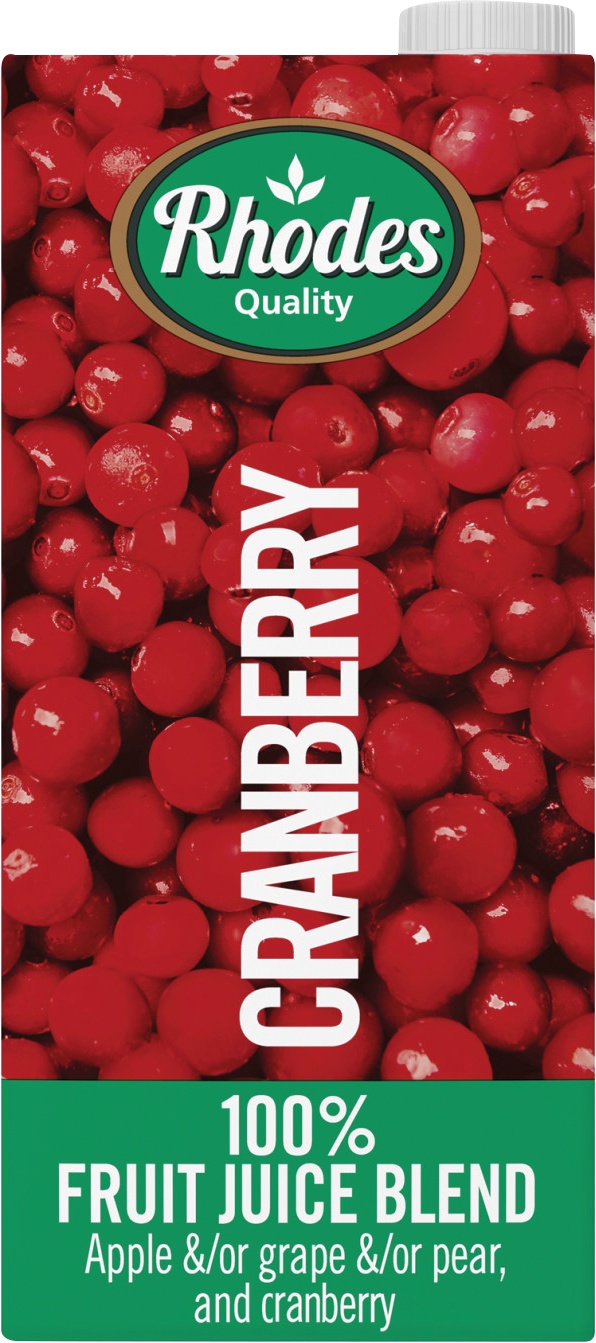 Rhodes Juice 100% Cranberry 6 X 200ml
