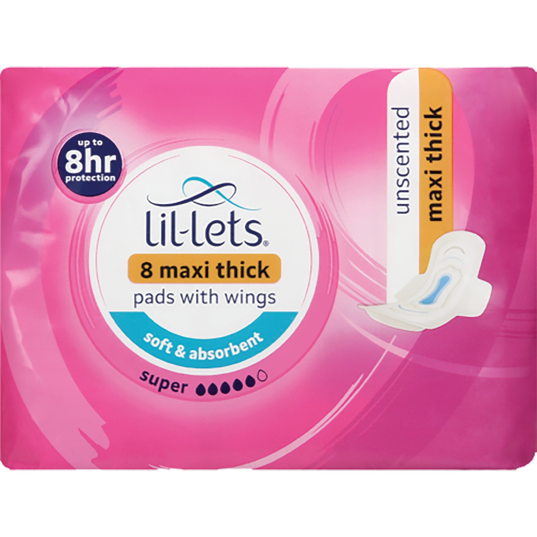 Lil Lets Pads Maxi Super 8s Unscented